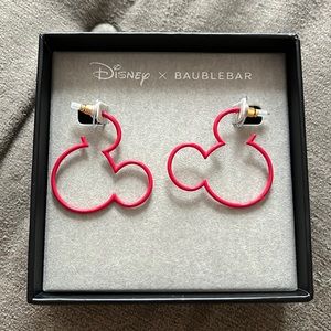 Baublebar X Disney red Mickey Mouse hoop earrings pierced posts NIB